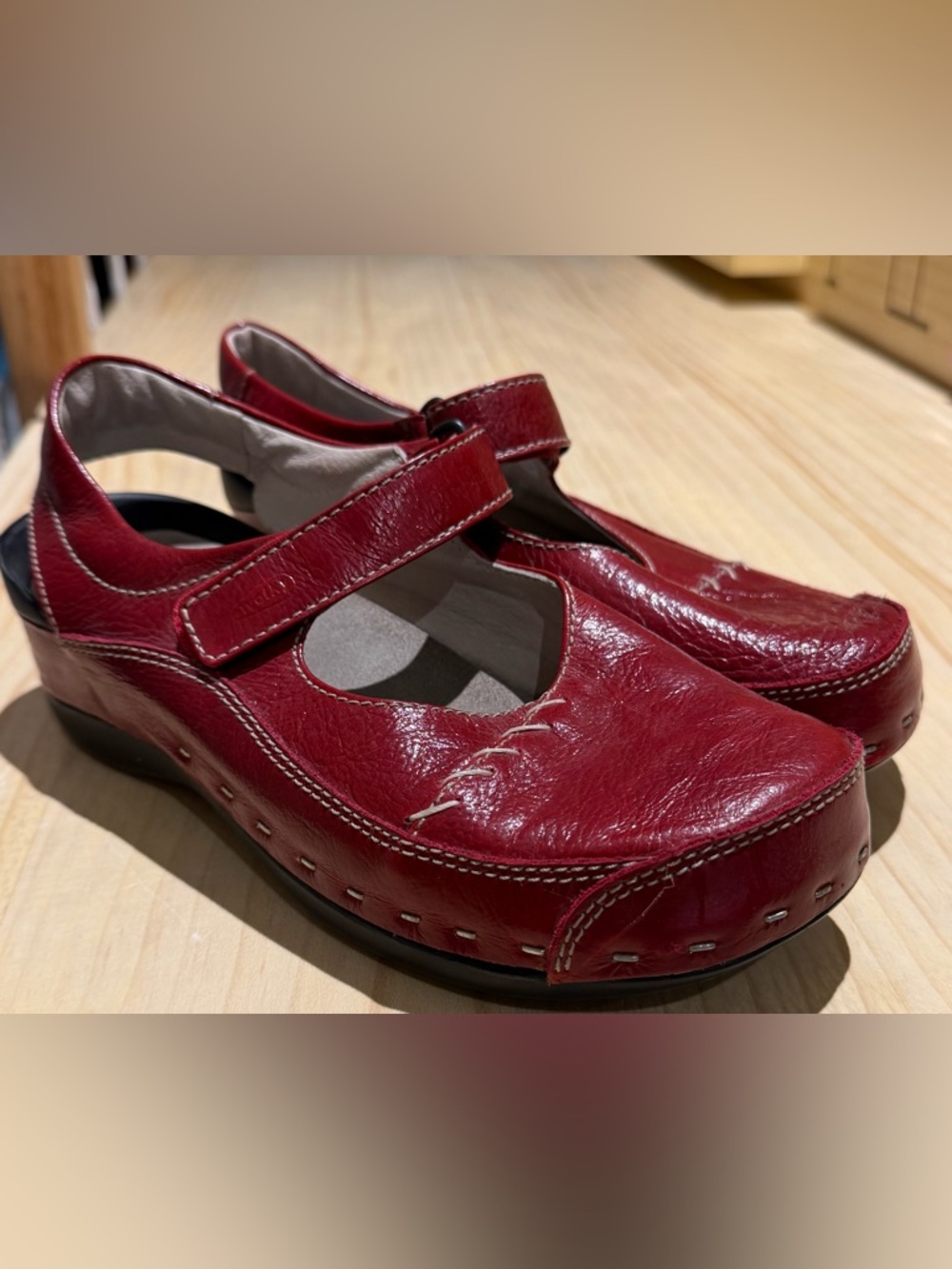 Wolky Red Leather Mary Jane’s Size 37/6 EUC